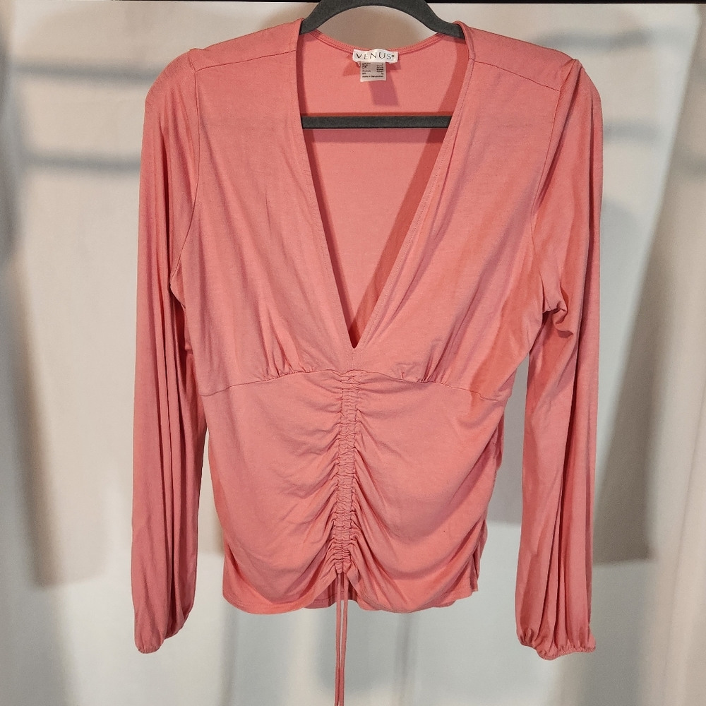 Venus Ruched V-Neck Top peach SZ large